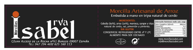 Etiqueta morcilla vaca